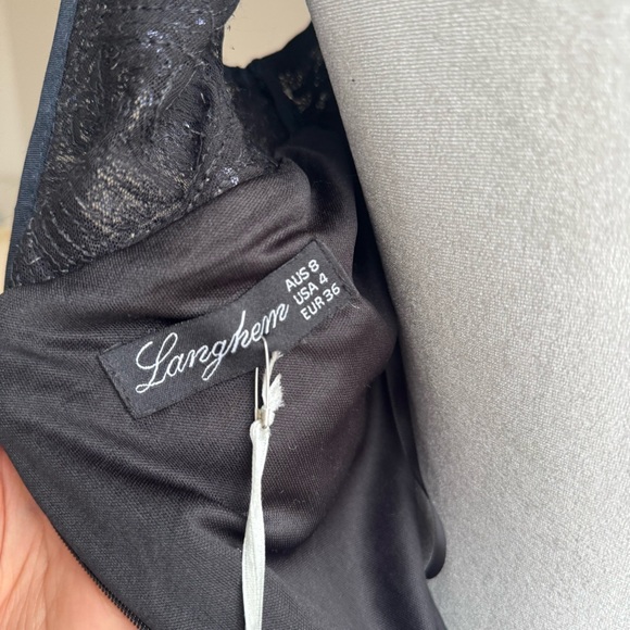 Langhem Sequin evening gown Navy Blue dress Size 4 - Picture 5 of 5